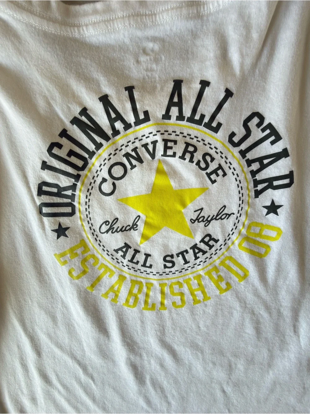 Converse Kids White Tee with Yellow Chest Logo